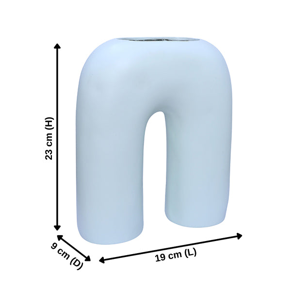 Inverted U-Shaped Flower Vase (9 inch) – Light Green Polyresin Decorative Vase for Modern Home Decor