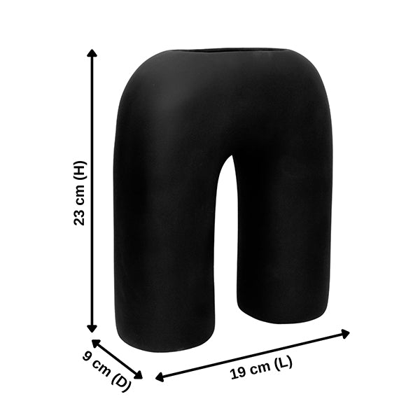 Inverted U-Shaped Flower Vase (9 inch) β Modern Black Polyresin Decorative Accent for Home & Office Decor