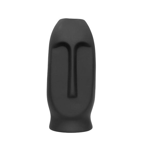 9.5-Inch Black Human Face Flower Vase – Elegant Polyresin Home Decor Accent