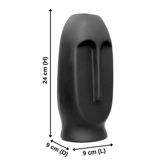 9.5-Inch Black Human Face Flower Vase – Elegant Polyresin Home Decor Accent