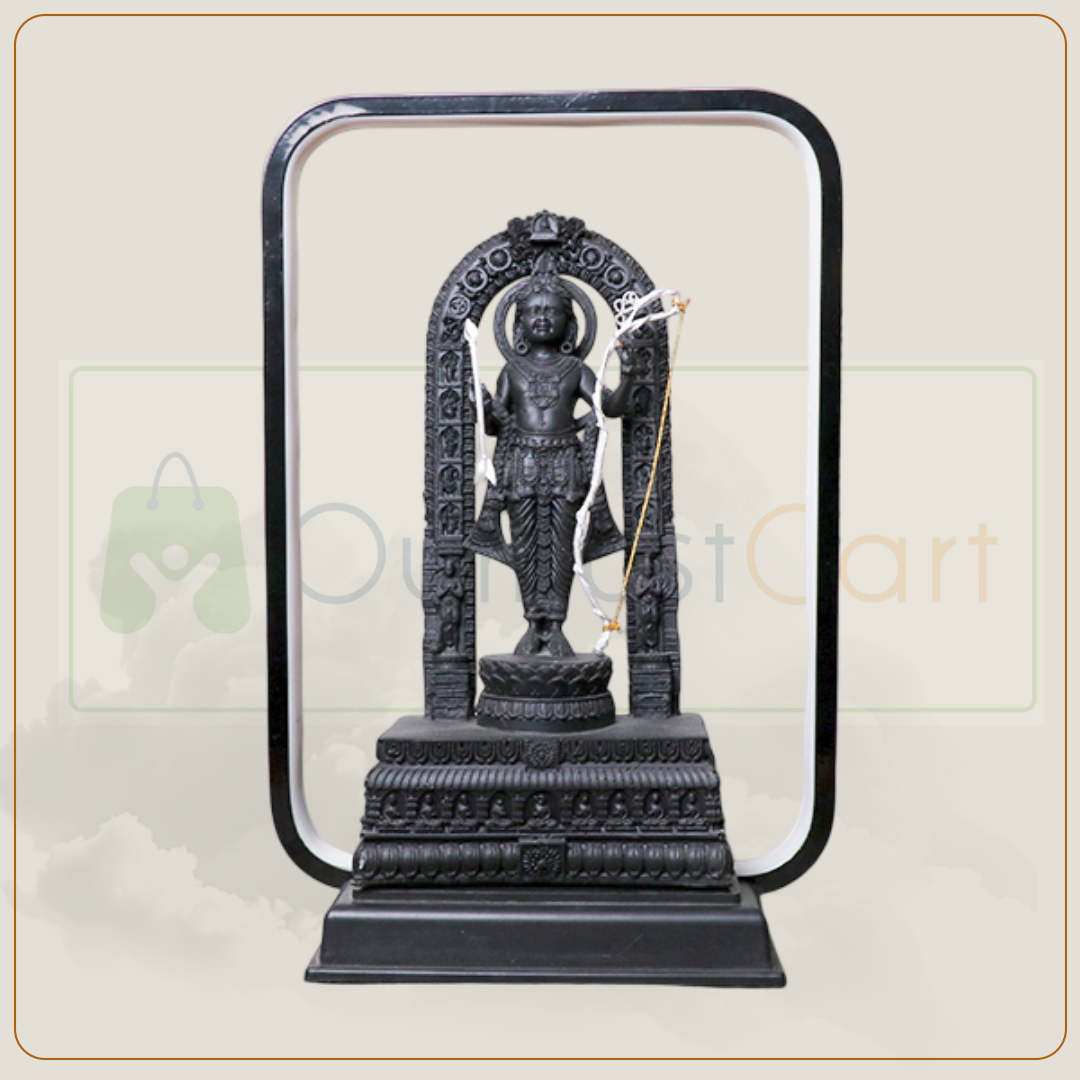 LED Ram Lalla Statue for Home Temple – 12-Inch Black Polyresin Decorative Idol