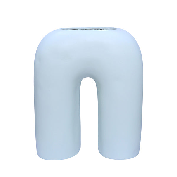 Inverted U-Shaped Flower Vase (9 inch) – Light Green Polyresin Decorative Vase for Modern Home Decor