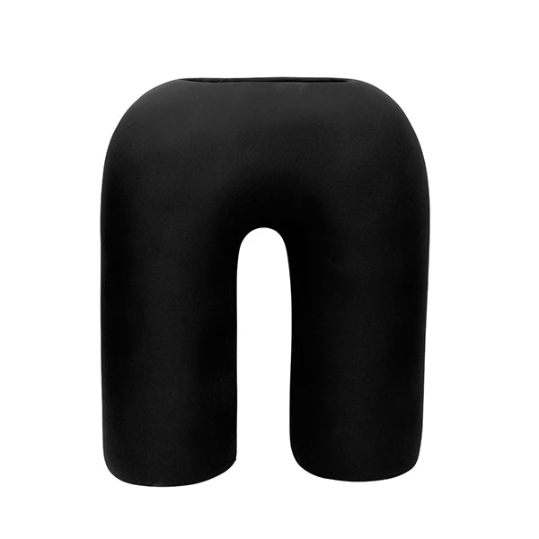 Inverted U-Shaped Flower Vase (9 inch) β Modern Black Polyresin Decorative Accent for Home & Office Decor