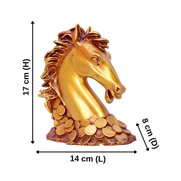 Golden Polyresin Horse Head Showpiece – 7 Inch Home Décor Accent