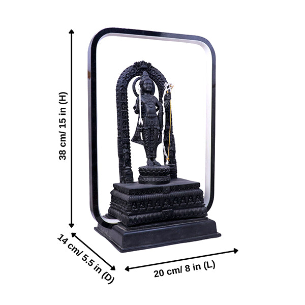 LED Ram Lalla Statue for Home Temple – 12-Inch Black Polyresin Decorative Idol