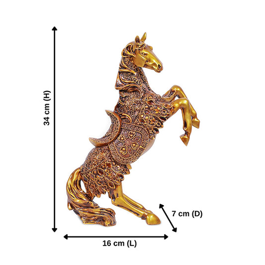 Antique Horse Showpiece for Home Décor – Premium Polyresin Decorative Statue ( 14-Inch )