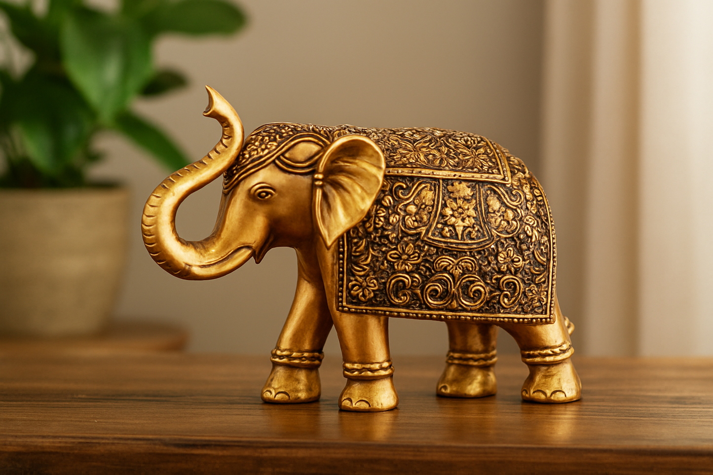 Golden Elephant Showpiece for Home Decor