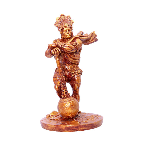 Bahubali Hanuman Idol Showpiece – Red & Golden Polyresin Statue for Car Dashboard & Home Decor