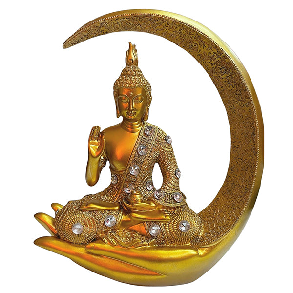 Golden Chand Buddha Idol Showpiece β Peaceful Polyresin Statue for Home & Office Decor