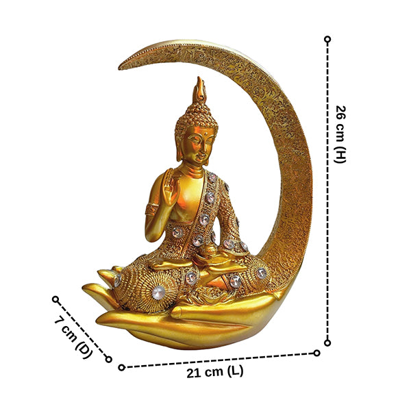 Golden Chand Buddha Idol Showpiece β Peaceful Polyresin Statue for Home & Office Decor