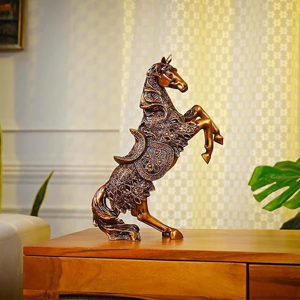 Antique Horse Showpiece for Home Décor – Premium Polyresin Decorative Statue ( 14-Inch )