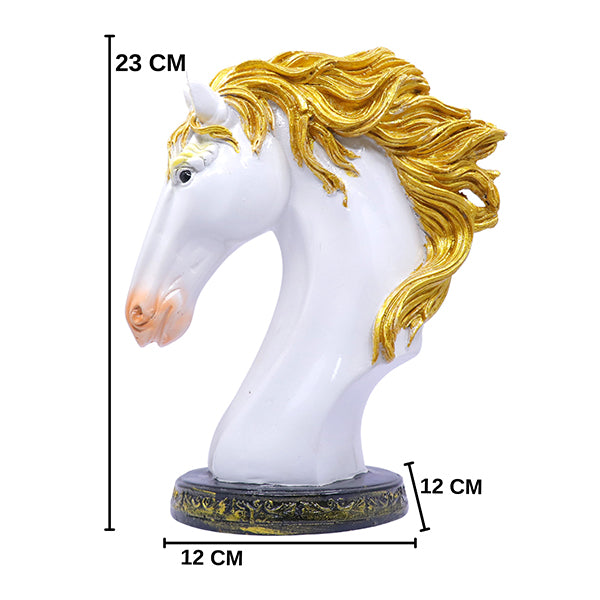 White Horse Head Showpiece for Home Decor – Elegant Polyresin Statue