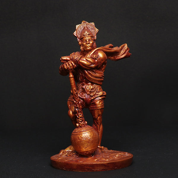 Bahubali Hanuman Idol Showpiece – Red & Golden Polyresin Statue for Car Dashboard & Home Decor