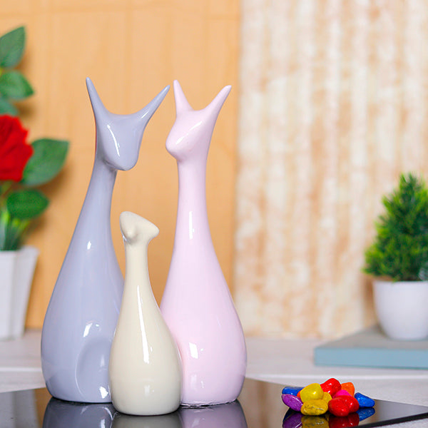 Lucky Deer Family Showpiece, Set of 3 – 10 Inch Multicolor