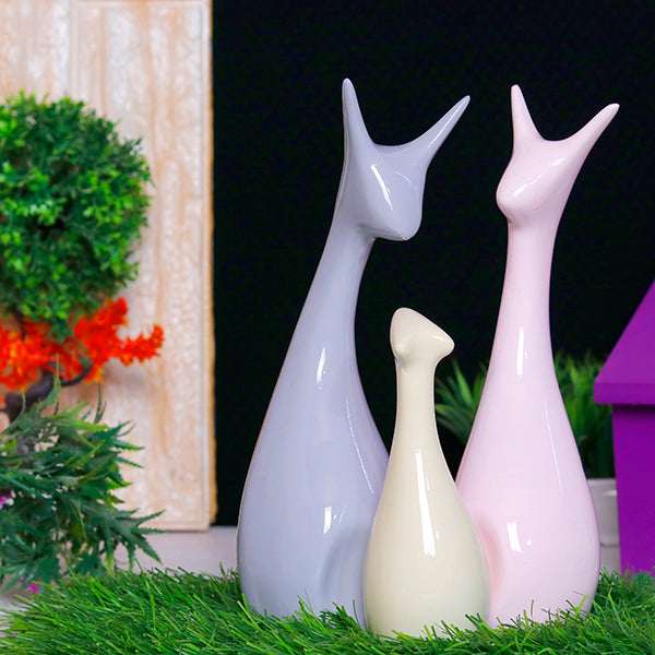 Lucky Deer Family Showpiece, Set of 3 – 10 Inch Multicolor