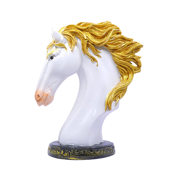 White Horse Head Showpiece for Home Decor – Elegant Polyresin Statue