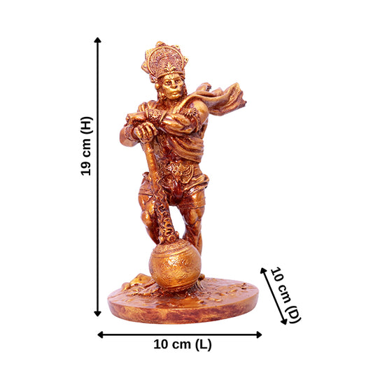 Bahubali Hanuman Idol Showpiece – Red & Golden Polyresin Statue for Car Dashboard & Home Decor