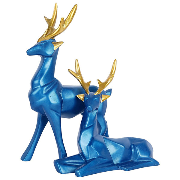 Blue Deer Couple Figurine