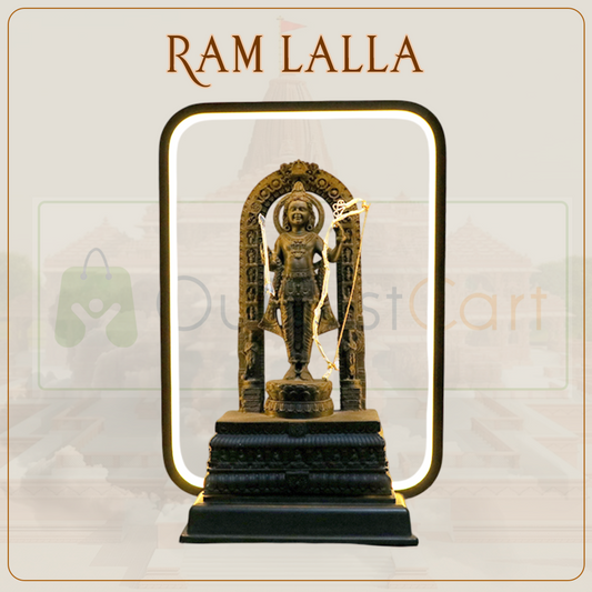LED Ram Lalla Statue for Home Temple – 12-Inch Black Polyresin Decorative Idol