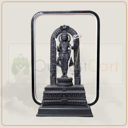 LED Ram Lalla Statue for Home Temple – 12-Inch Black Polyresin Decorative Idol