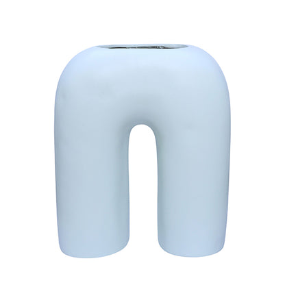 Inverted U-Shaped Flower Vase (9 inch) – Light Green Polyresin Decorative Vase for Modern Home Decor