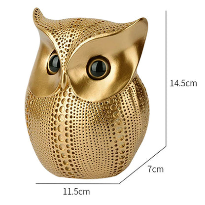 Golden Antique Owl Showpiece for Home Decor – 6 Inch Polyresin Figurine | Spiritual & Decorative Accent