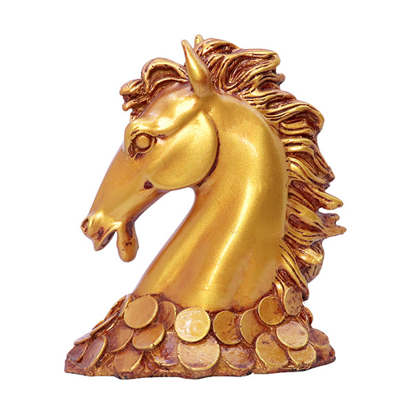 Golden Polyresin Horse Head Showpiece – 7 Inch Home Décor Accent