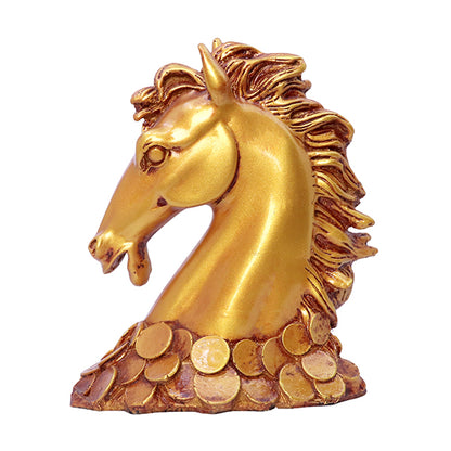 Golden Polyresin Horse Head Showpiece – 7 Inch Home Décor Accent
