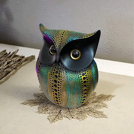 Colorful Antique Owl Showpiece for Home Decor – 6 Inch Polyresin Figurine (Multicolor)