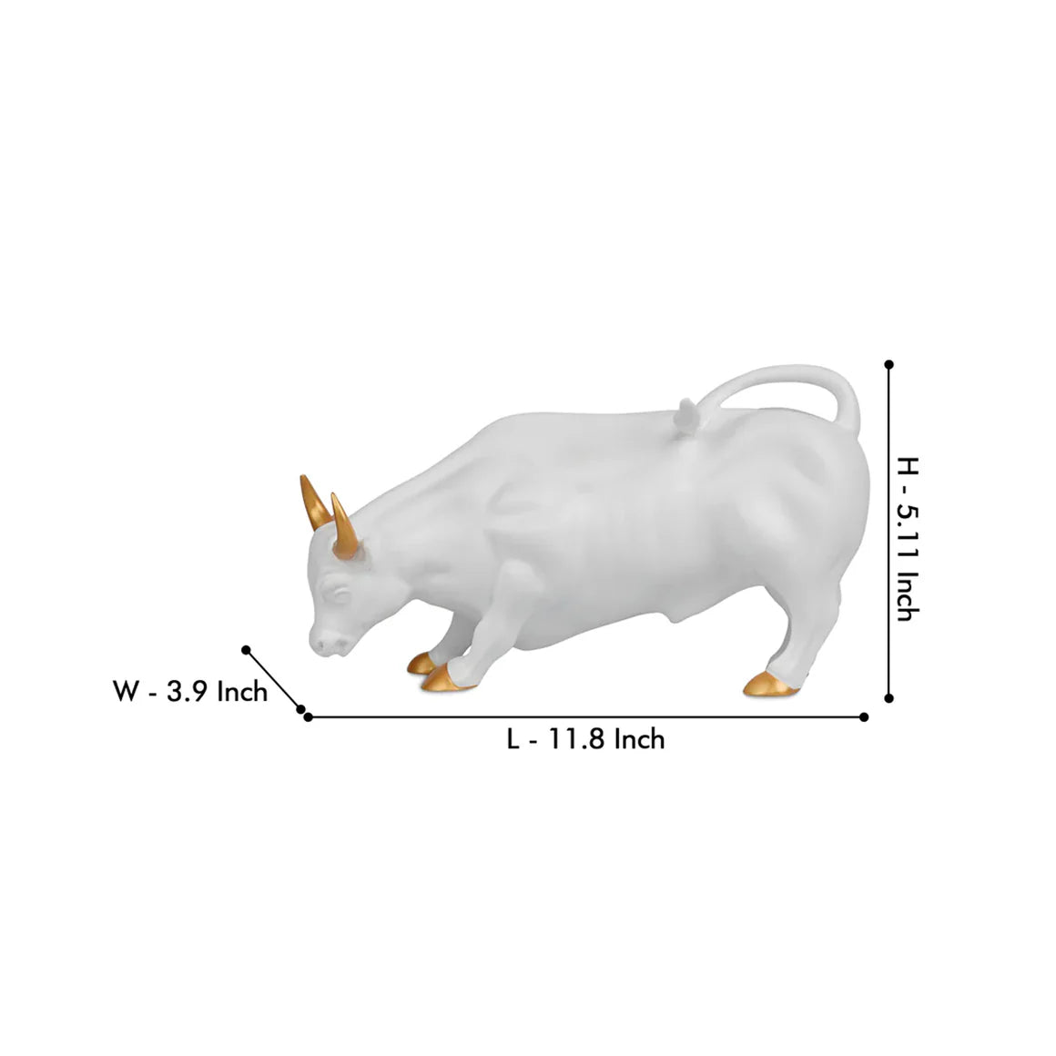 Elegant White Bull Showpiece with Golden Horns and Hooves