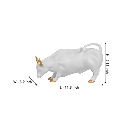 Elegant White Bull Showpiece with Golden Horns and Hooves