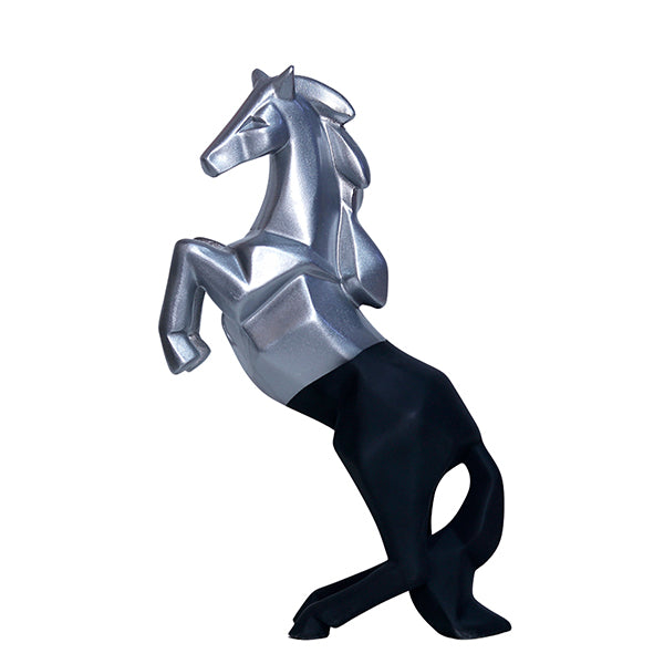 Hand Lifting Horse Showpiece (Black & Silver)