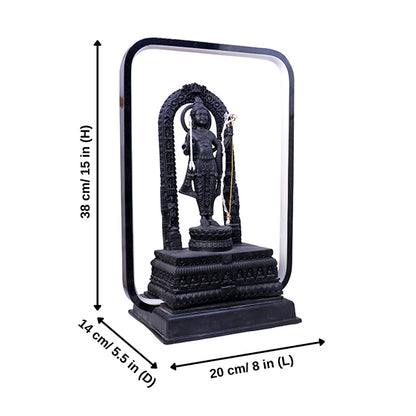LED Ram Lalla Statue for Home Temple – 12-Inch Black Polyresin Decorative Idol