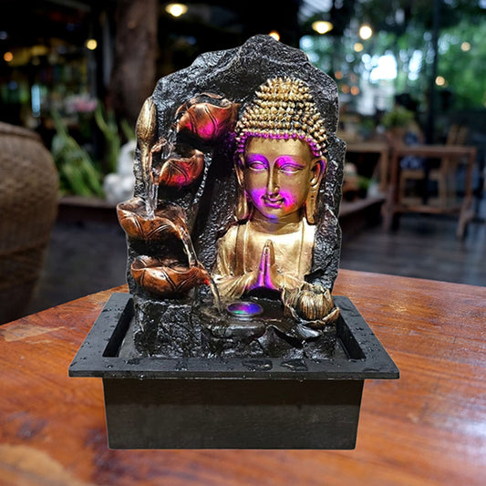 Black & Golden Water Fountain Showpiece (15 inch) – Elegant Polyresin Indoor Decor for Home & Office