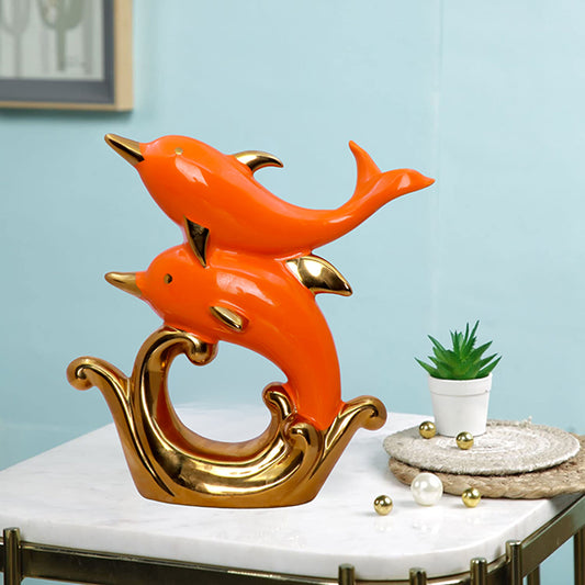 Glossy Dolphin Pair Showpiece