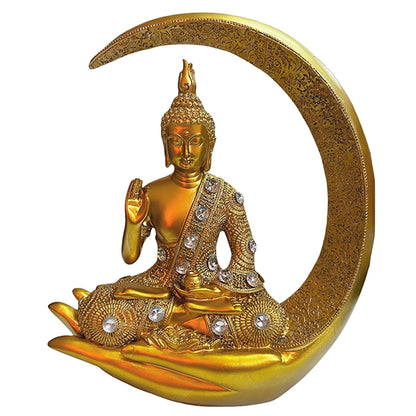 Golden Chand Buddha Idol Showpiece – Peaceful Polyresin Statue for Home & Office Decor
