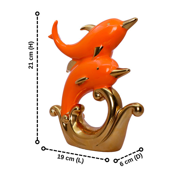 Glossy Dolphin Pair Showpiece