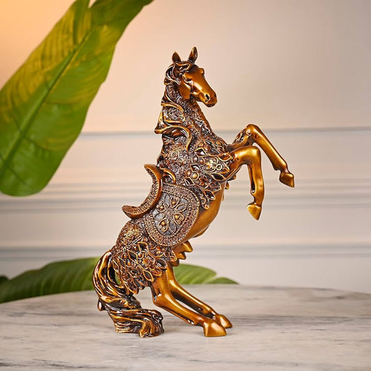 Antique Horse Showpiece for Home Décor – Premium Polyresin Decorative Statue ( 14-Inch )