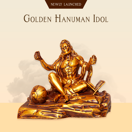 Golden Hanuman Idol for Car Dashboard – 3.5-Inch Antique-Style Polyresin Statue