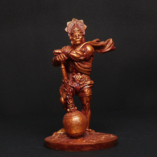 Bahubali Hanuman Idol Showpiece – Red & Golden Polyresin Statue for Car Dashboard & Home Decor