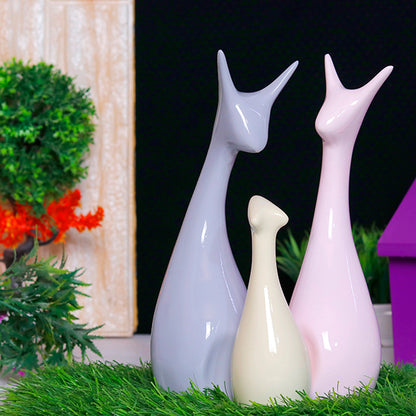 Lucky Deer Family Showpiece, Set of 3 – 10 Inch Multicolor